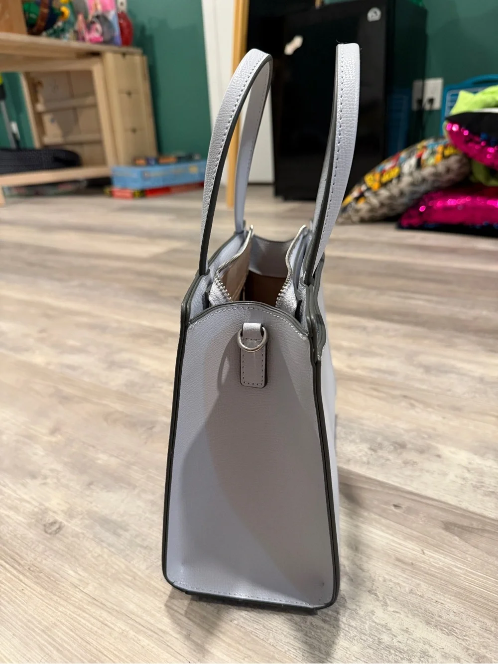 Karl Lagerfeld Paris Grey Leather Tote Bag